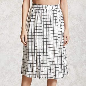 White Grid Midi-Skirt